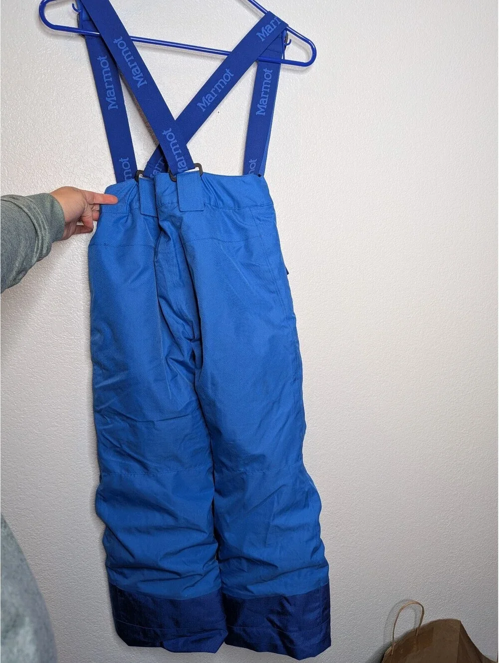 Marmot Blue Insulated Ski Snow Bib Pants Suspenders Size Medium kids
